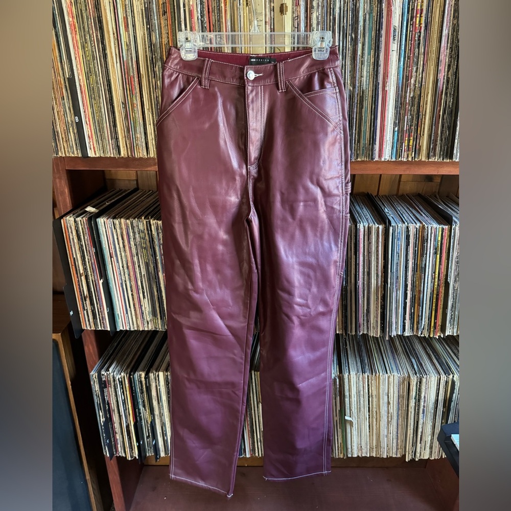 ASOS maroon straight leg pants